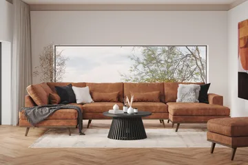 Copenhagen 5-sits Vänstervänd U-formad Soffa med Divan och Schäslong i Konstläder - Brun - Möbler - Soffa - U-soffa