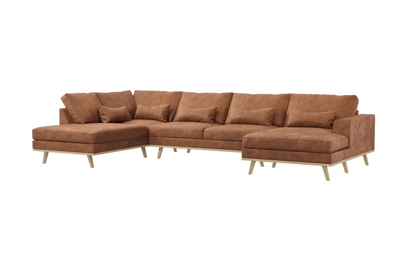 Copenhagen 5-sits Vänstervänd U-formad Soffa med Divan och Schäslong i Konstläder - Brun - Möbler - Soffa - U-soffa