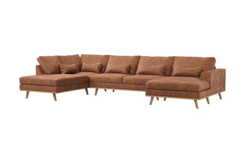 Copenhagen 5-sits Vänstervänd U-formad Soffa med Divan och Schäslong i Konstläder - Brun - Möbler - Soffa - U-soffa