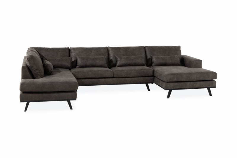 Copenhagen 5-sits Vänstervänd U-formad Soffa med Divan och Schäslong i Konstläder - Mörkgrå - Möbler - Soffa - U-soffa
