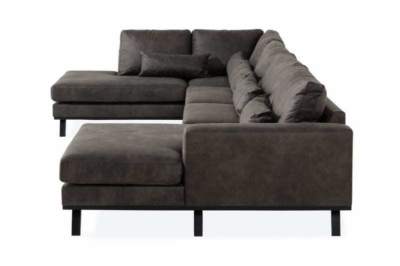 Copenhagen 5-sits Vänstervänd U-formad Soffa med Divan och Schäslong i Konstläder - Mörkgrå - Möbler - Soffa - U-soffa