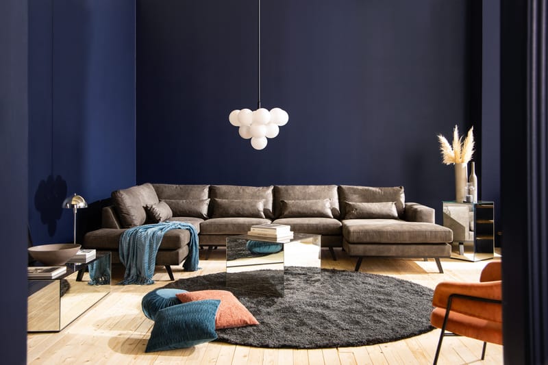 Copenhagen 5-sits Vänstervänd U-formad Soffa med Divan och Schäslong i Konstläder - Mörkgrå - Möbler - Soffa - U-soffa