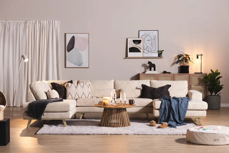 Copenhagen 5-sits Vänstervänd U-formad Soffa med Divan och Schäslong i Manchester - Beige - Möbler - Soffa - U-soffa