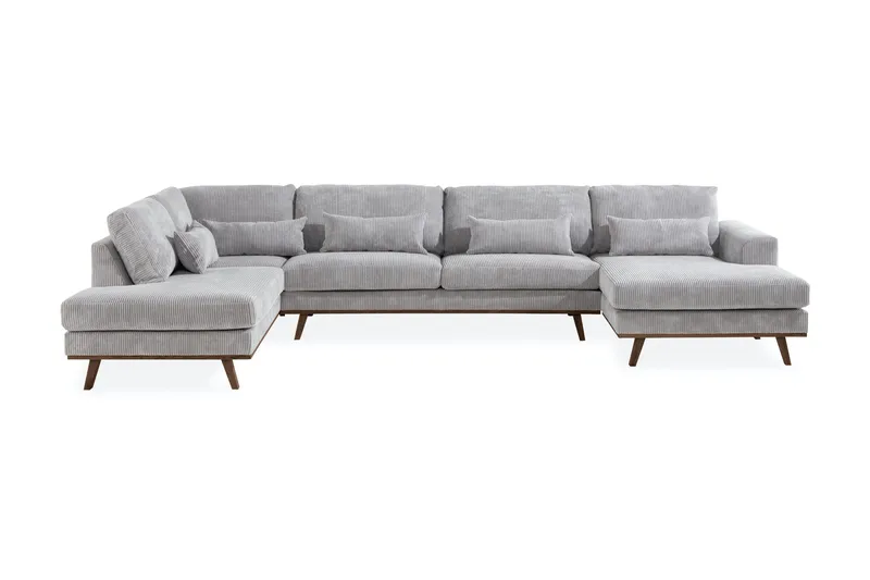 Copenhagen 5-sits Vänstervänd U-formad Soffa med Divan och Schäslong i Manchester - Ljusgrå - Möbler - Soffa - U-soffa