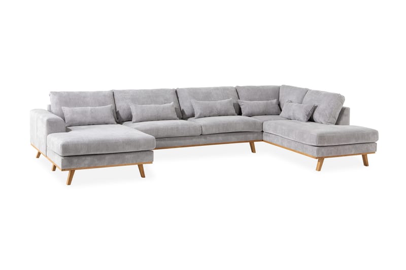 Copenhagen 5-sits Vänstervänd U-formad Soffa med Divan och Schäslong i Manchester - Ljusgrå - Möbler - Soffa - U-soffa