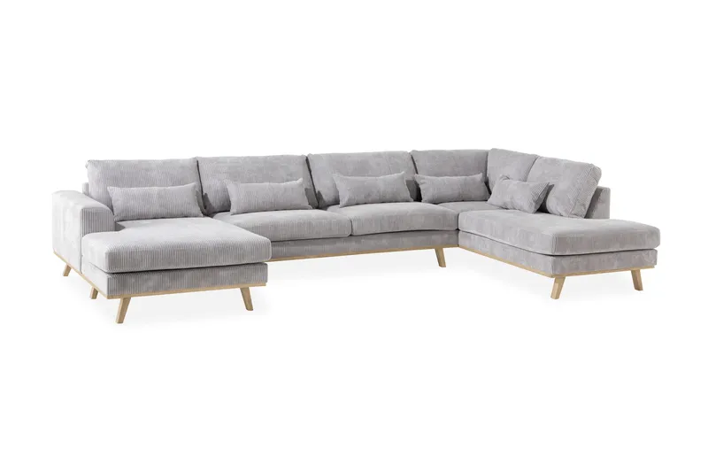 Copenhagen 5-sits Vänstervänd U-formad Soffa med Divan och Schäslong i Manchester - Ljusgrå - Möbler - Soffa - U-soffa