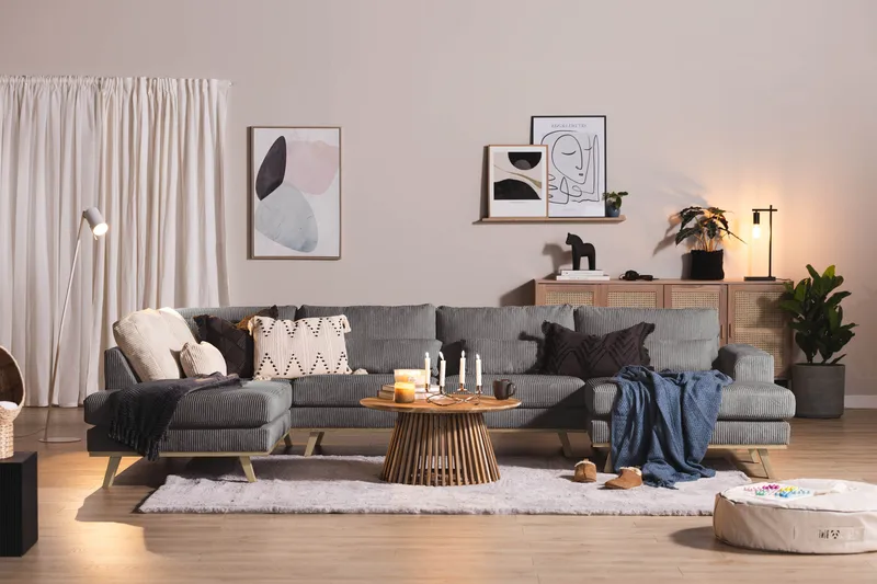 Copenhagen 5-sits Vänstervänd U-formad Soffa med Divan och Schäslong i Manchester - Mörkgrå - Möbler - Soffa - U-soffa