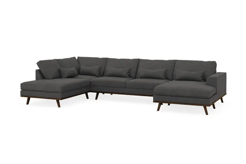 Copenhagen 5-sits Vänstervänd U-formad Soffa med Divan och Schäslong i Manchester - Mörkgrå - Möbler - Soffa - U-soffa