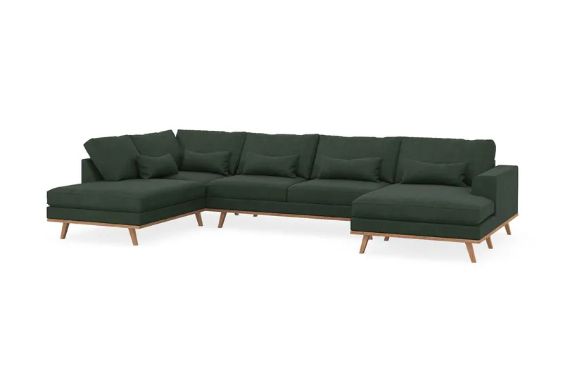 Copenhagen 5-sits Vänstervänd U-formad Soffa med Divan och Schäslong i Manchester - Mörkgrön - Möbler - Soffa - U-soffa