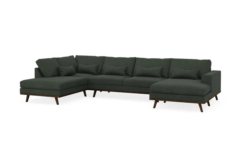 Copenhagen 5-sits Vänstervänd U-formad Soffa med Divan och Schäslong i Manchester - Mörkgrön - Möbler - Soffa - U-soffa