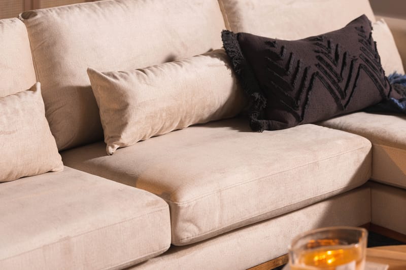 Copenhagen 5-sits Vänstervänd U-formad Soffa med Divan och Schäslong i Sammet - Beige - Möbler - Soffa - U-soffa