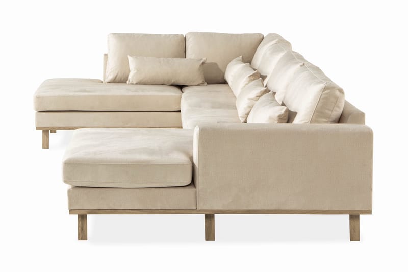 Copenhagen 5-sits Vänstervänd U-formad Soffa med Divan och Schäslong i Sammet - Beige - Möbler - Soffa - U-soffa
