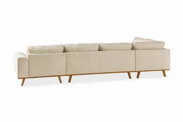 Copenhagen 5-sits Vänstervänd U-formad Soffa med Divan och Schäslong i Sammet - Beige - Möbler - Soffa - U-soffa