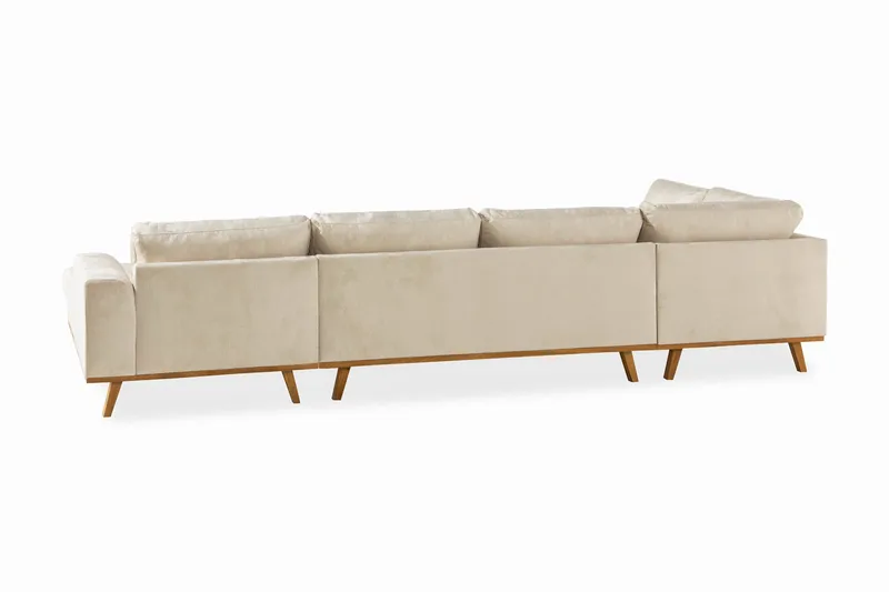 Copenhagen 5-sits Vänstervänd U-formad Soffa med Divan och Schäslong i Sammet - Beige - Möbler - Soffa - U-soffa