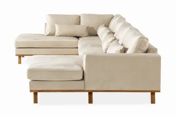 Copenhagen 5-sits Vänstervänd U-formad Soffa med Divan och Schäslong i Sammet - Beige - Möbler - Soffa - U-soffa