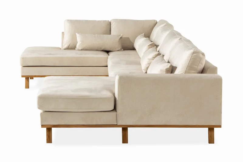Copenhagen 5-sits Vänstervänd U-formad Soffa med Divan och Schäslong i Sammet - Beige - Möbler - Soffa - U-soffa