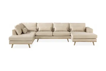 Copenhagen 5-sits Vänstervänd U-formad Soffa med Divan och Schäslong i Sammet - Beige - Möbler - Soffa - U-soffa