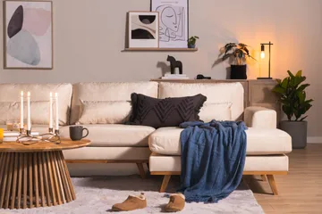 Copenhagen 5-sits Vänstervänd U-formad Soffa med Divan och Schäslong i Sammet - Beige - Möbler - Soffa - U-soffa
