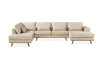 Copenhagen 5-sits Vänstervänd U-formad Soffa med Divan och Schäslong i Sammet - Beige - Möbler - Soffa - U-soffa