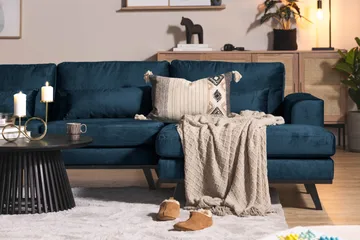 Copenhagen 5-sits Vänstervänd U-formad Soffa med Divan och Schäslong i Sammet - Blå - Möbler - Soffa - U-soffa