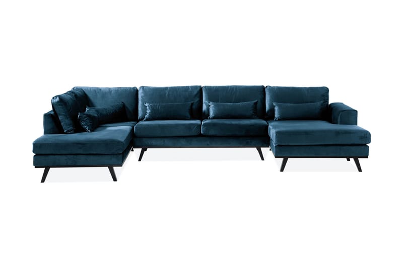 Copenhagen 5-sits Vänstervänd U-formad Soffa med Divan och Schäslong i Sammet - Blå - Möbler - Soffa - U-soffa