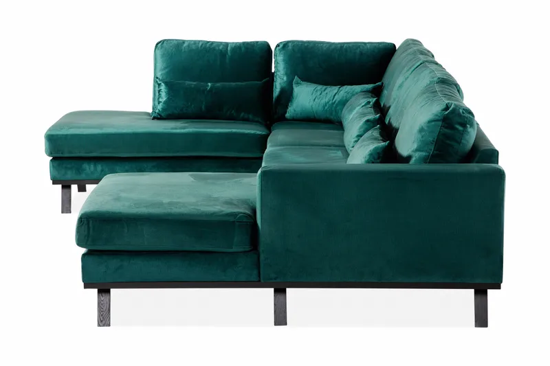 Copenhagen 5-sits Vänstervänd U-formad Soffa med Divan och Schäslong i Sammet - Grön - Möbler - Soffa - U-soffa