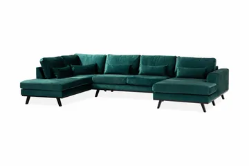 Copenhagen 5-sits Vänstervänd U-formad Soffa med Divan och Schäslong i Sammet - Grön - Möbler - Soffa - U-soffa