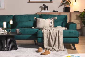 Copenhagen 5-sits Vänstervänd U-formad Soffa med Divan och Schäslong i Sammet - Grön - Möbler - Soffa - U-soffa