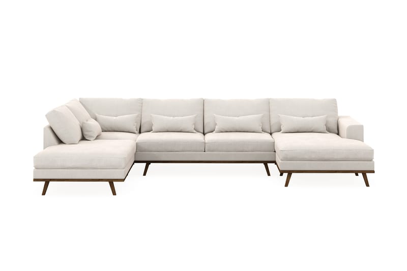Copenhagen 5-sits Vänstervänd U-formad Soffa med Divan och Schäslong i Sammet - Krämvit - Möbler - Soffa - U-soffa