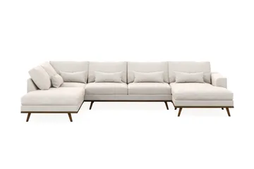 Copenhagen 5-sits Vänstervänd U-formad Soffa med Divan och Schäslong i Sammet - Krämvit - Möbler - Soffa - U-soffa
