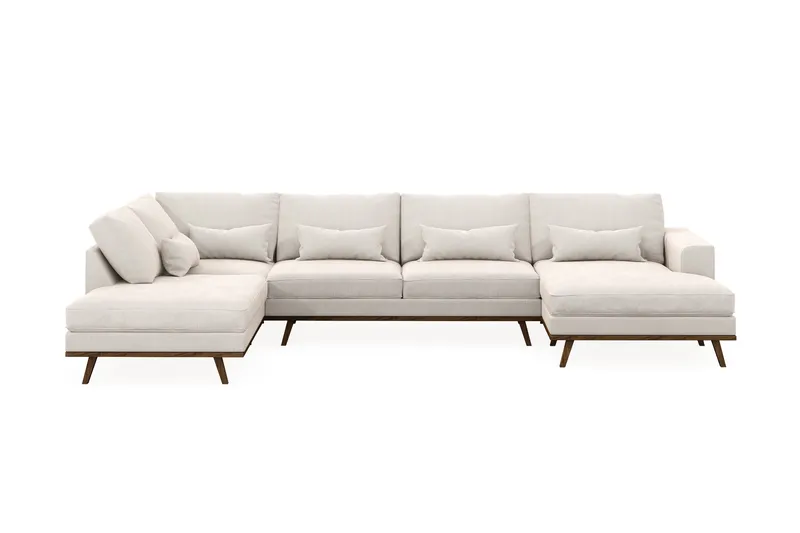Copenhagen 5-sits Vänstervänd U-formad Soffa med Divan och Schäslong i Sammet - Krämvit - Möbler - Soffa - U-soffa