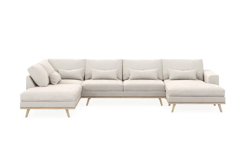 Copenhagen 5-sits Vänstervänd U-formad Soffa med Divan och Schäslong i Sammet - Krämvit - Möbler - Soffa - U-soffa