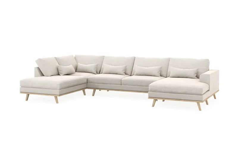 Copenhagen 5-sits Vänstervänd U-formad Soffa med Divan och Schäslong i Sammet - Krämvit - Möbler - Soffa - U-soffa