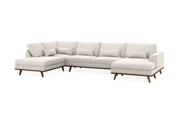 Copenhagen 5-sits Vänstervänd U-formad Soffa med Divan och Schäslong i Sammet - Krämvit - Möbler - Soffa - U-soffa