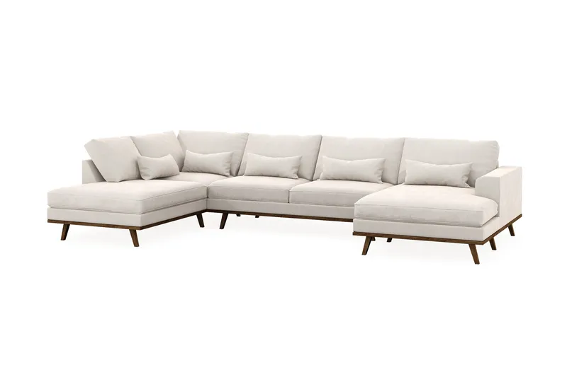 Copenhagen 5-sits Vänstervänd U-formad Soffa med Divan och Schäslong i Sammet - Krämvit - Möbler - Soffa - U-soffa
