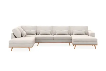 Copenhagen 5-sits Vänstervänd U-formad Soffa med Divan och Schäslong i Sammet - Krämvit - Möbler - Soffa - U-soffa