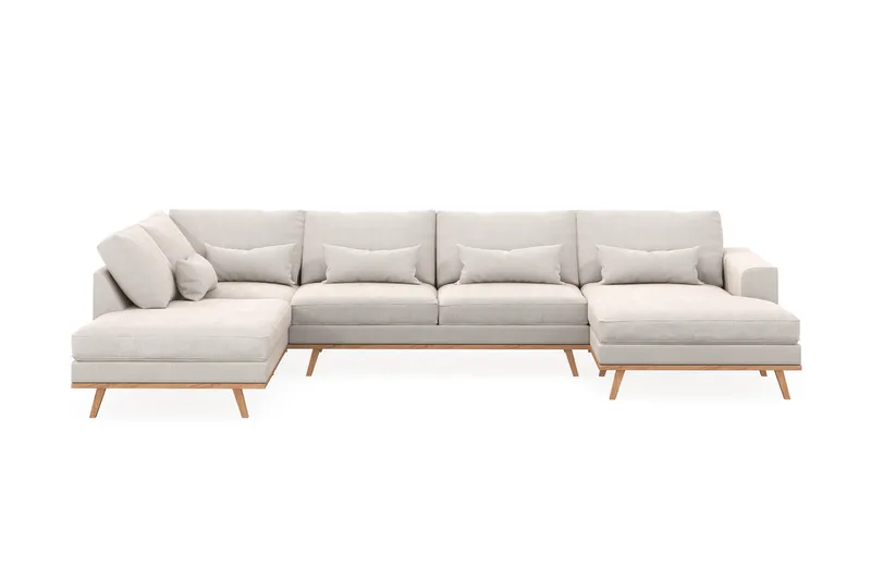 Copenhagen 5-sits Vänstervänd U-formad Soffa med Divan och Schäslong i Sammet - Krämvit - Möbler - Soffa - U-soffa
