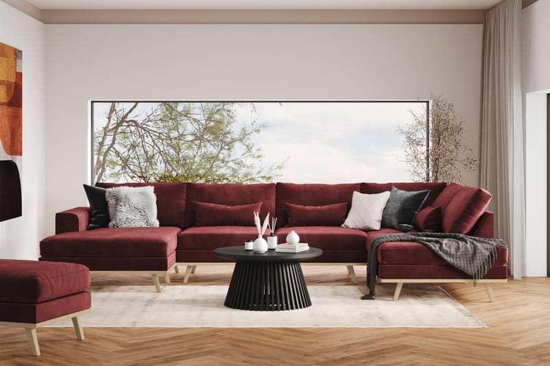 Copenhagen 5-sits Vänstervänd U-formad Soffa med Divan och Schäslong i Sammet - Lila - Möbler - Soffa - U-soffa
