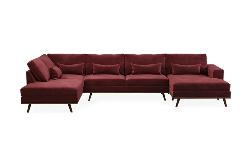 Copenhagen 5-sits Vänstervänd U-formad Soffa med Divan och Schäslong i Sammet, Lila