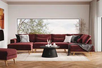 Copenhagen 5-sits Vänstervänd U-formad Soffa med Divan och Schäslong i Sammet - Lila - Möbler - Soffa - U-soffa