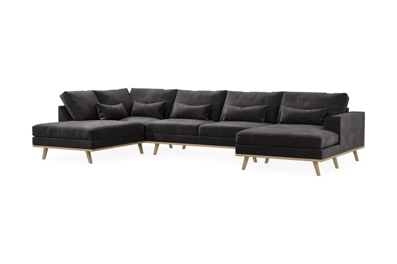 Copenhagen 5-sits Vänstervänd U-formad Soffa med Divan och Schäslong i Sammet - Mörkgrå - Möbler - Soffa - U-soffa