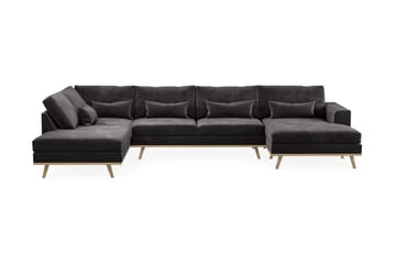Copenhagen 5-sits Vänstervänd U-formad Soffa med Divan och Schäslong i Sammet - Mörkgrå - Möbler - Soffa - U-soffa