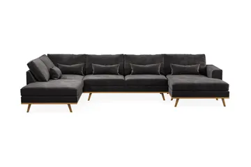 Copenhagen 5-sits Vänstervänd U-formad Soffa med Divan och Schäslong i Sammet - Mörkgrå - Möbler - Soffa - U-soffa