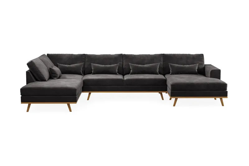 Copenhagen 5-sits Vänstervänd U-formad Soffa med Divan och Schäslong i Sammet - Mörkgrå - Möbler - Soffa - U-soffa