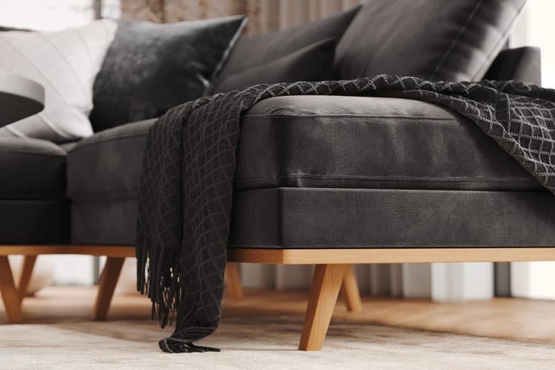 Copenhagen 5-sits Vänstervänd U-formad Soffa med Divan och Schäslong i Sammet - Mörkgrå - Möbler - Soffa - U-soffa
