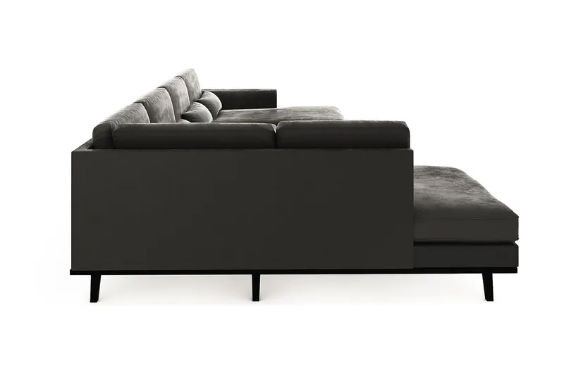 Copenhagen 5-sits Vänstervänd U-formad Soffa med Divan och Schäslong i Sammet - Mörkgrå - Möbler - Soffa - U-soffa