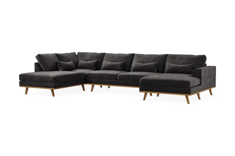 Copenhagen 5-sits Vänstervänd U-formad Soffa med Divan och Schäslong i Sammet - Mörkgrå - Möbler - Soffa - U-soffa