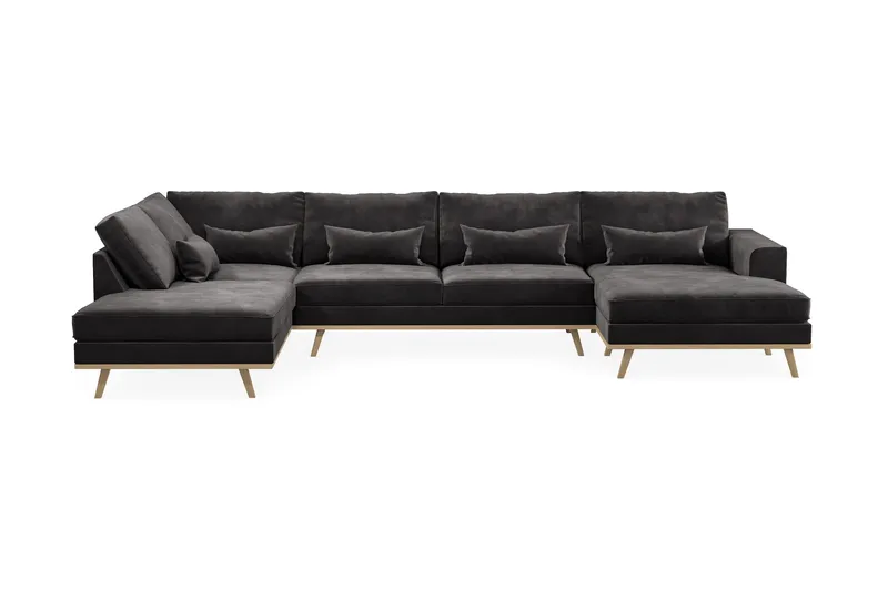Copenhagen 5-sits Vänstervänd U-formad Soffa med Divan och Schäslong i Sammet - Mörkgrå - Möbler - Soffa - U-soffa
