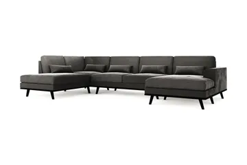 Copenhagen 5-sits Vänstervänd U-formad Soffa med Divan och Schäslong i Sammet - Mörkgrå - Möbler - Soffa - U-soffa