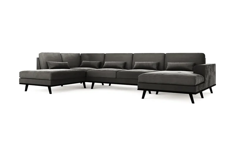 Copenhagen 5-sits Vänstervänd U-formad Soffa med Divan och Schäslong i Sammet - Mörkgrå - Möbler - Soffa - U-soffa